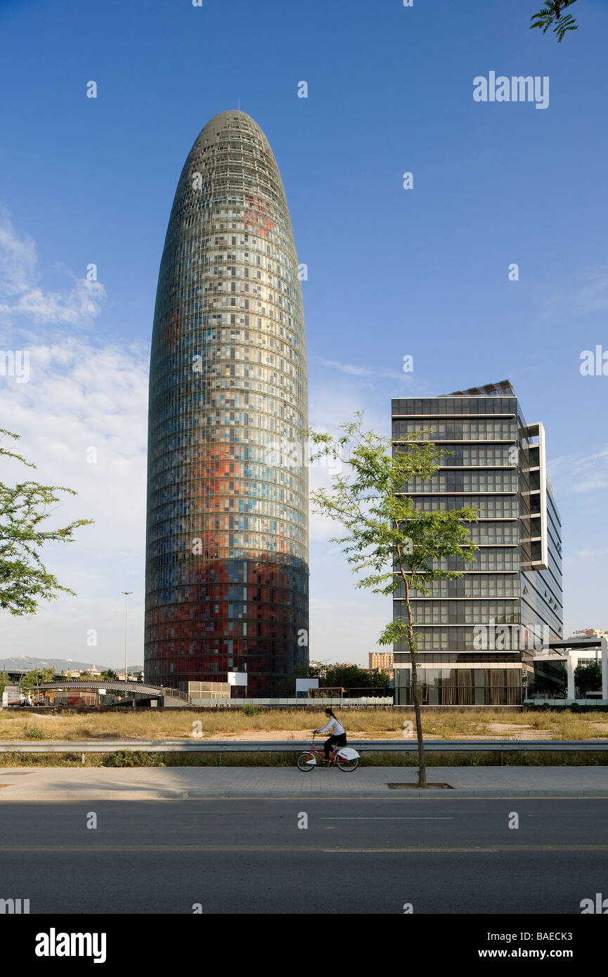 Spain, Catalonia, Barcelona, Agbar Tower by architect Jean Nouvel Stock
