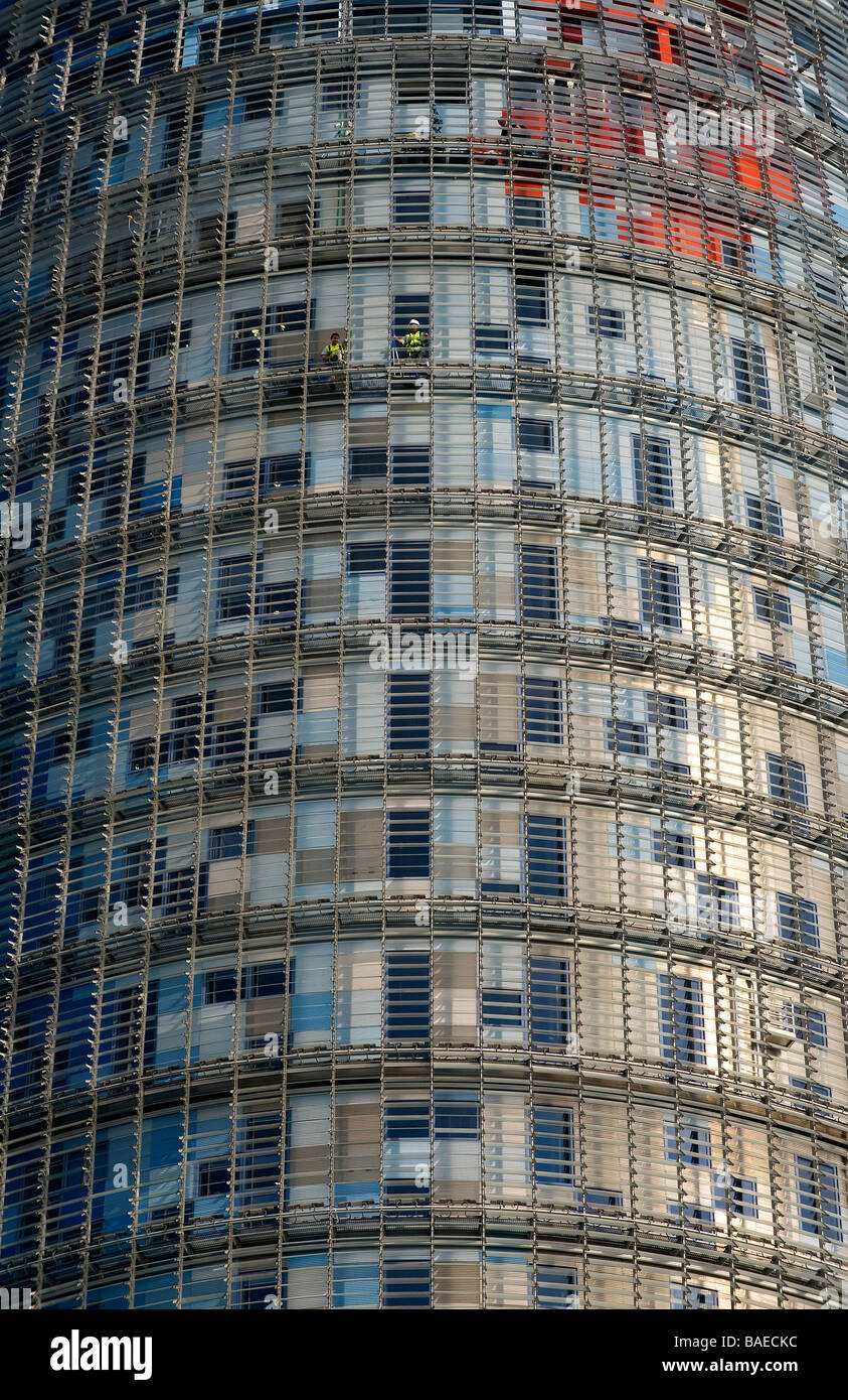 Spain, Catalonia, Barcelona, Agbar Tower by architect Jean Nouvel Stock