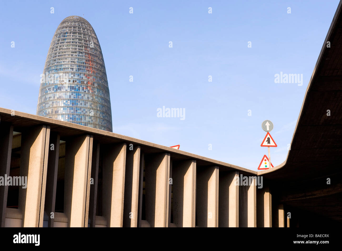 Spain, Catalonia, Barcelona, Agbar Tower by architect Jean Nouvel and
