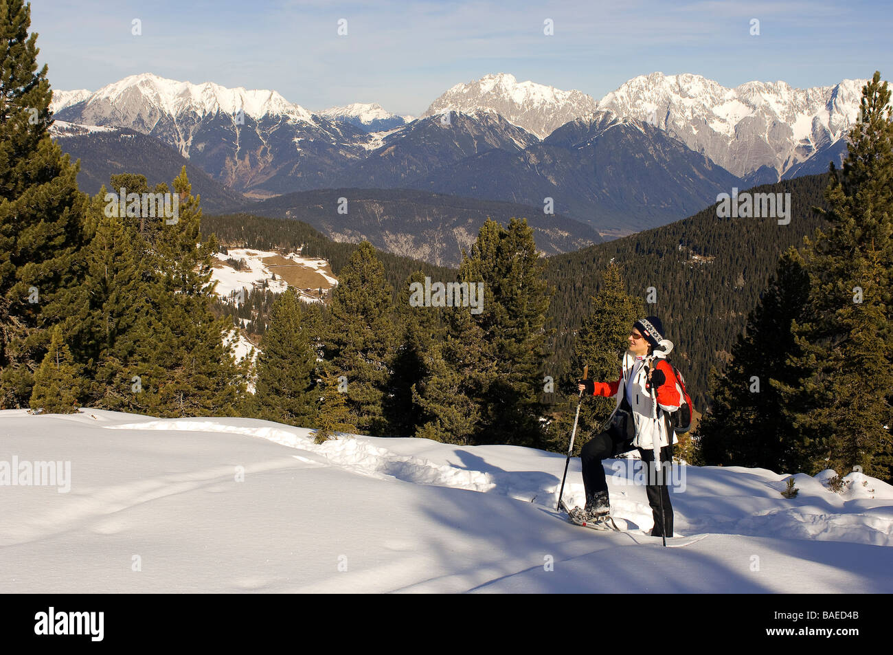 Austria, Tyrol, Hochoetz, ski area, hiking racket Stock Photo