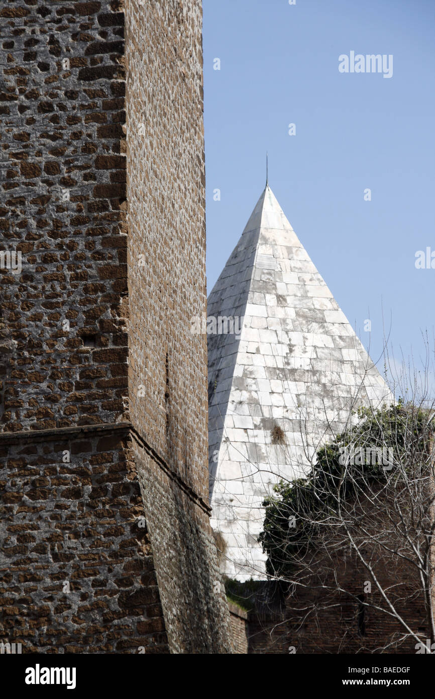 caio cestio mausoleum pyramid monument in rome Stock Photo - Alamy
