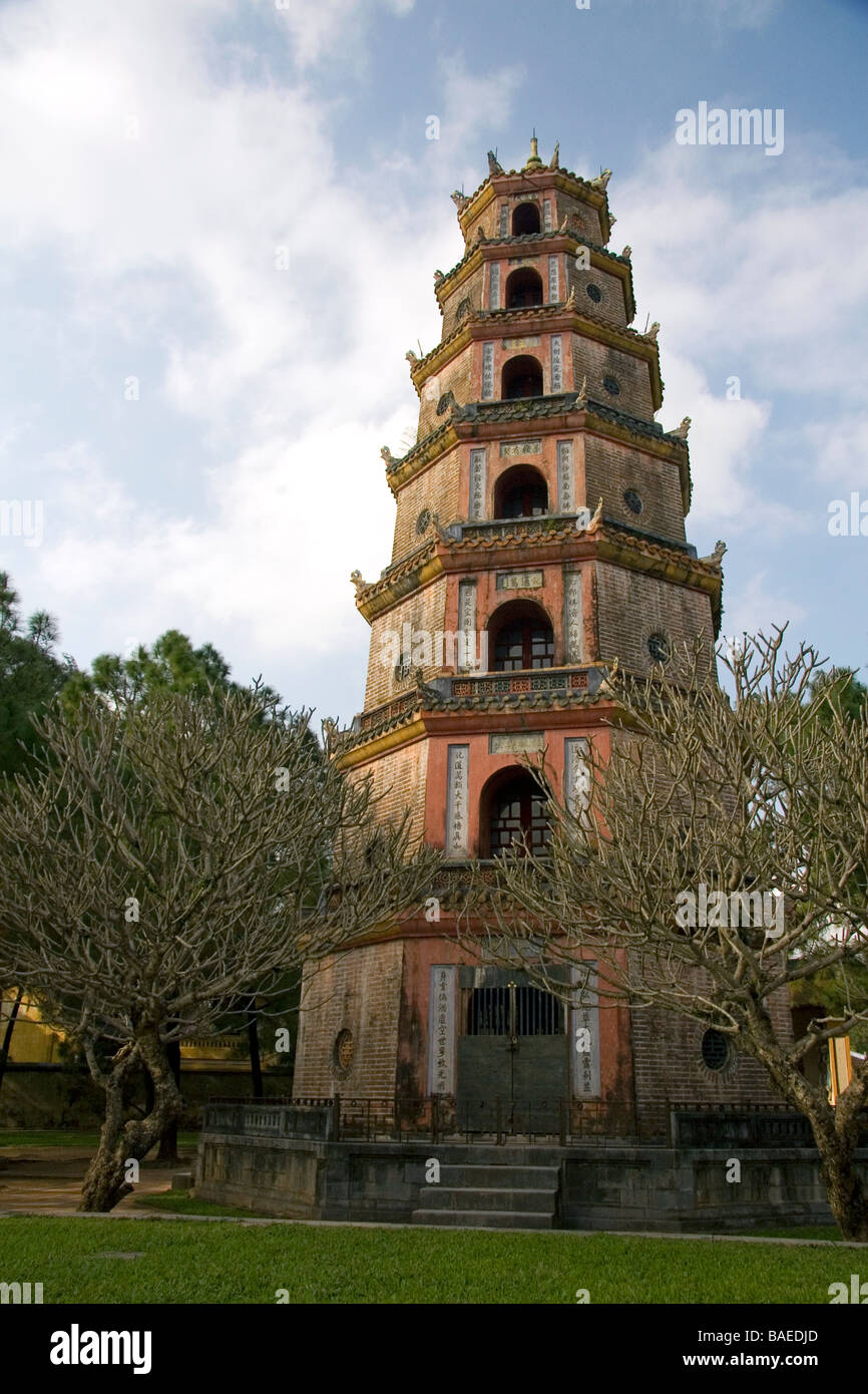 The Thien Mu Pagoda along the Perfume River in Hue Vietnam Stock Photo