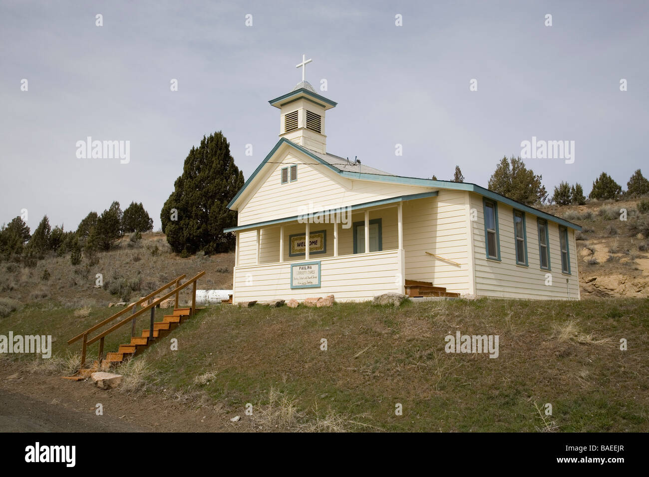 USA OREGON CROOKED RIVER VALLEY The Paulina community Chapel in the tiny isolated ranch town of