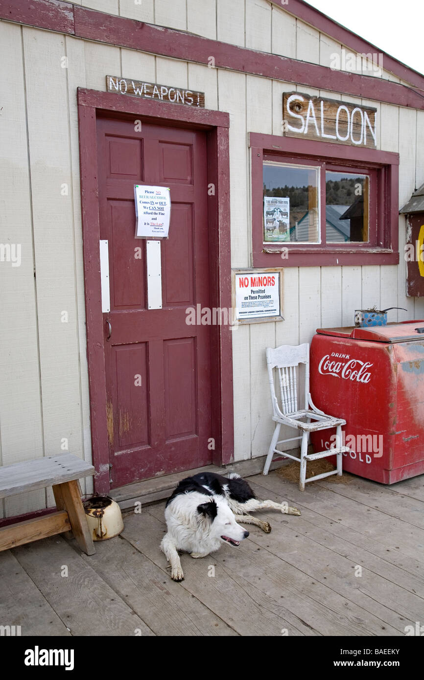 USA OREGON CROOKED RIVER VALLEY The front door of the saloon in the