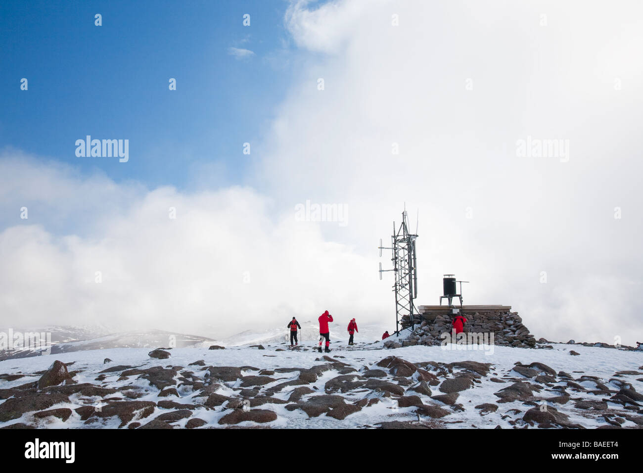 A group of mountaineers ascending Cairngorm in the Cairngorm National Park in Scotland UK Stock Photo