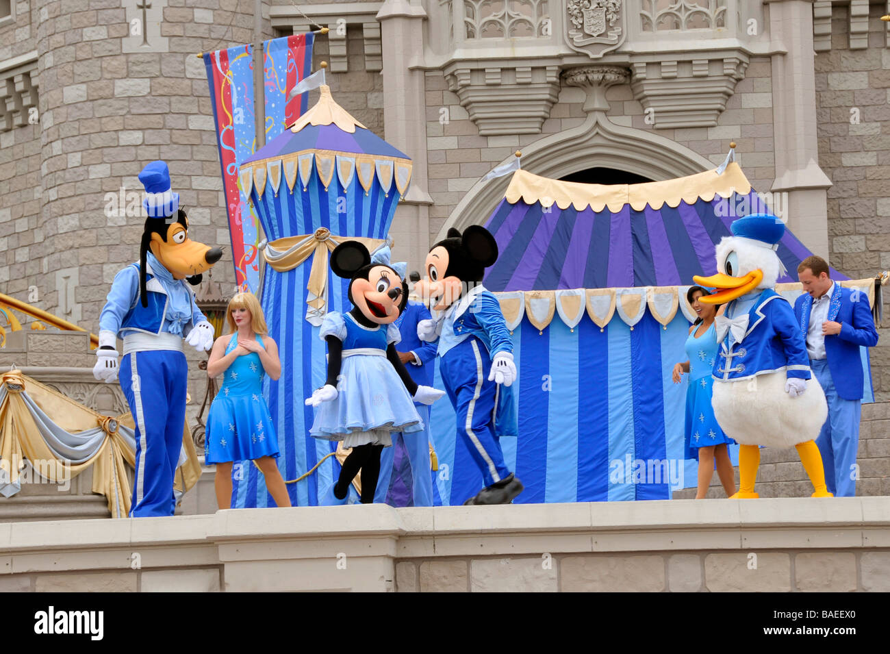 Characters at Walt Disney Magic Kingdom Theme Park Orlando Florida Central Stock Photo