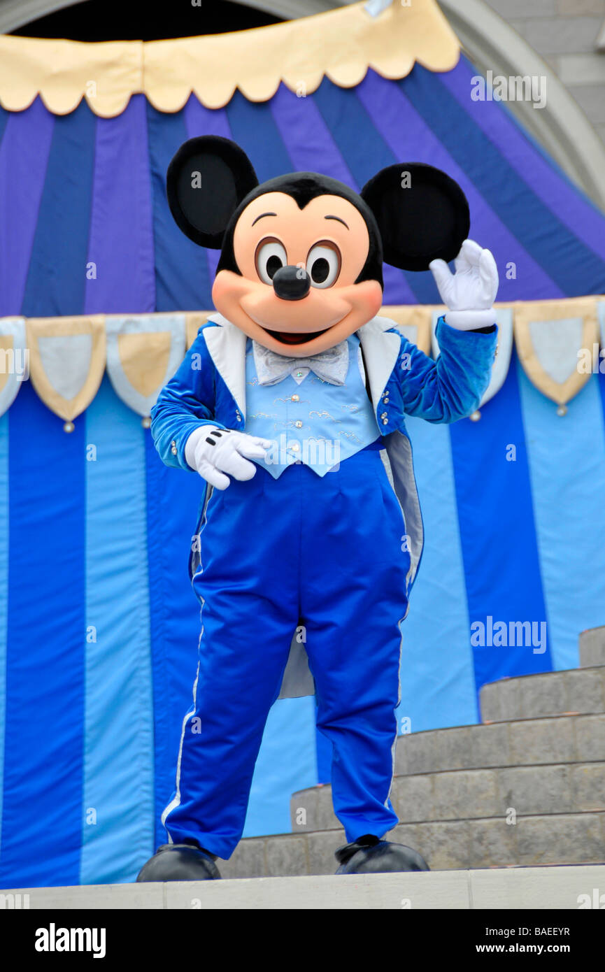 Mickey Mouse Character at Walt Disney Magic Kingdom Theme Park Orlando Florida Central Stock Photo
