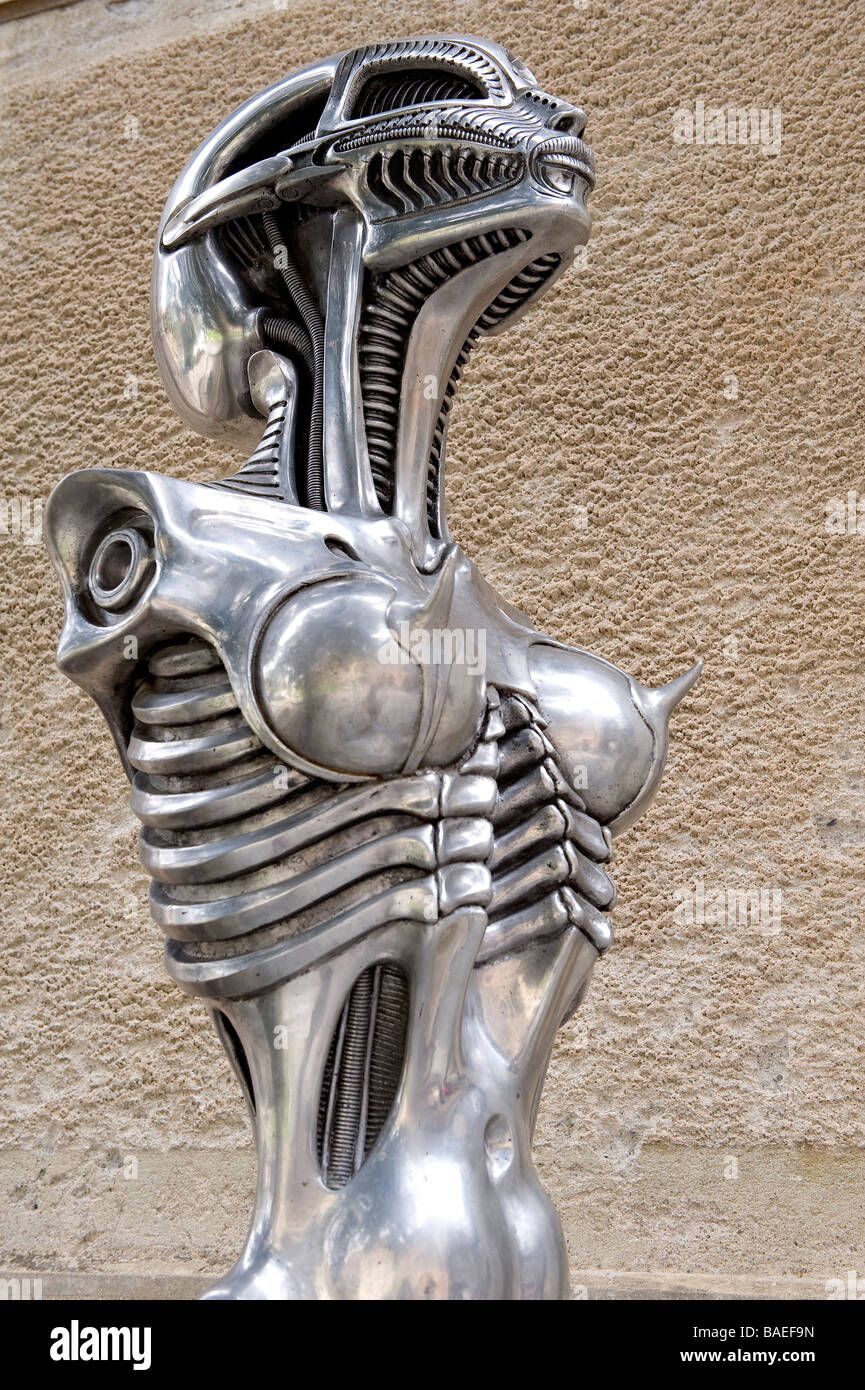 Switzerland, Canton of Fribourg, Gruyeres, the medieval city (altitude 800m), HR Giger Museum Stock Photo