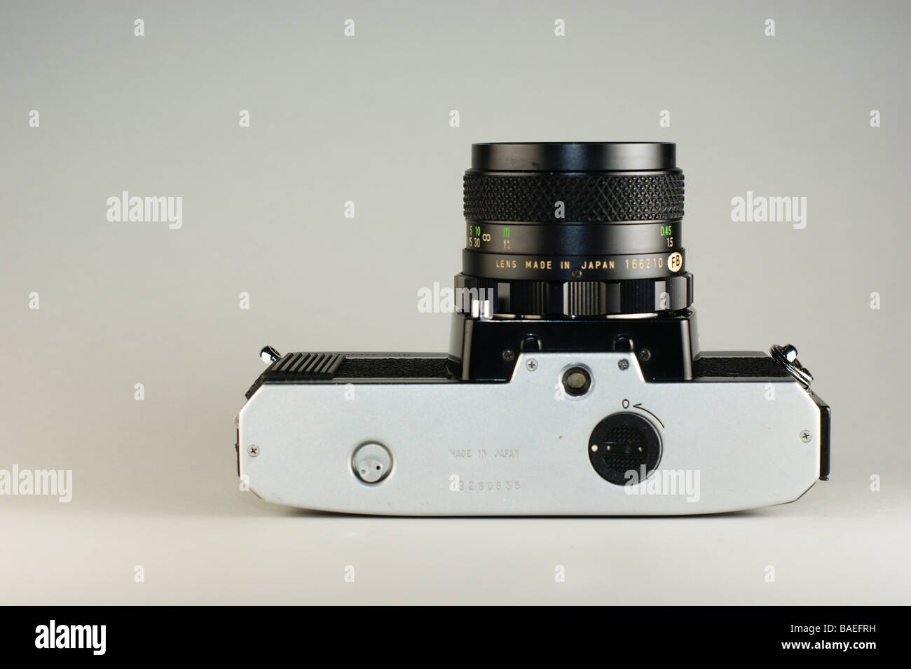 Mamiya  35mm camera - bottom Stock Photo