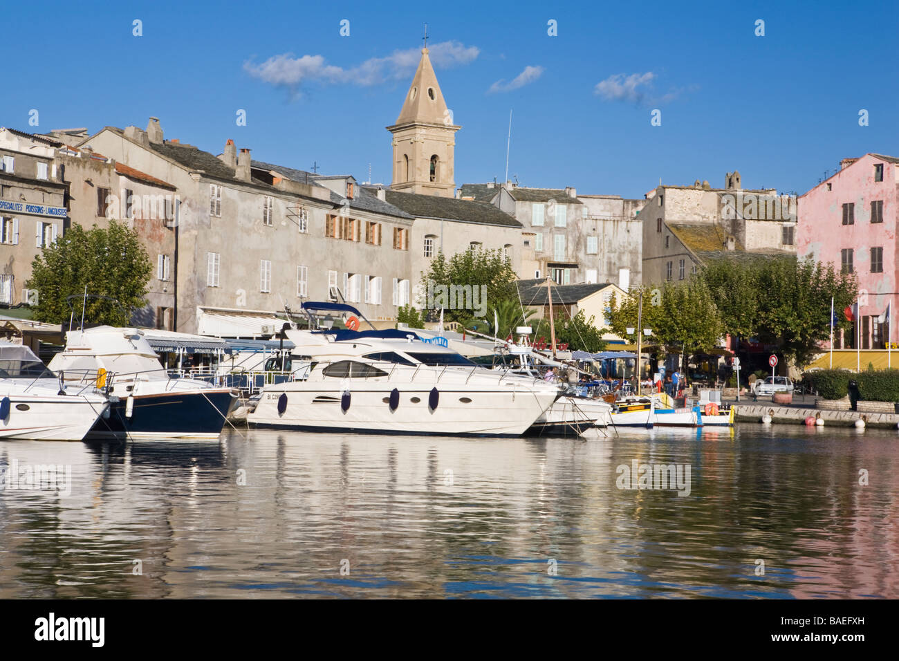 The waterfront at St Florent Corsica France Stock Photo