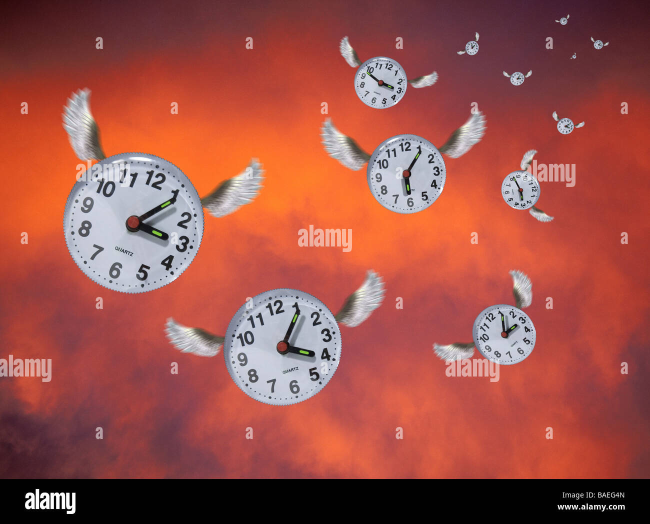 Time flies Time flies away How Time flies the wings of time time has wings passage of time time passes quickly Stock Photo
