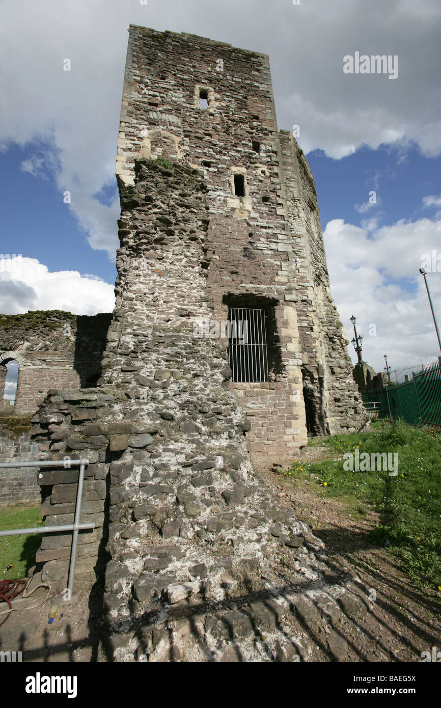 City of Newport, Wales. The early 14th century Newport Castle ruins, by the banks of the River Usk. Stock Photo