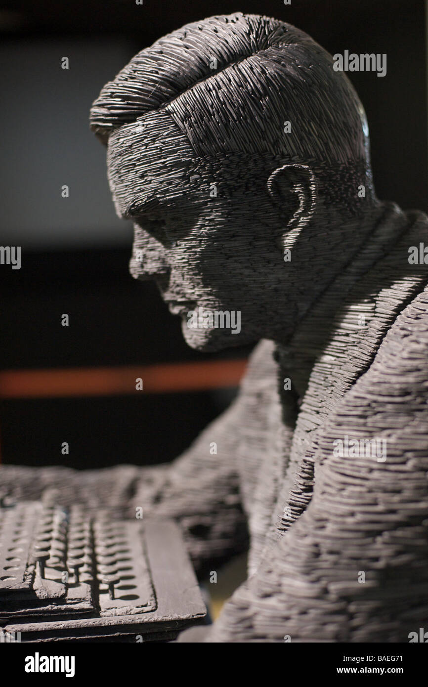 Alan Turing Statue in Slate Stock Photo