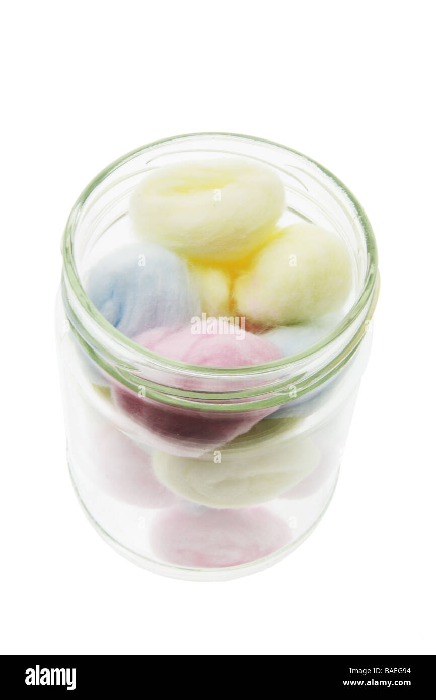 Cotton Balls in Glass Jar Stock Photo - Alamy