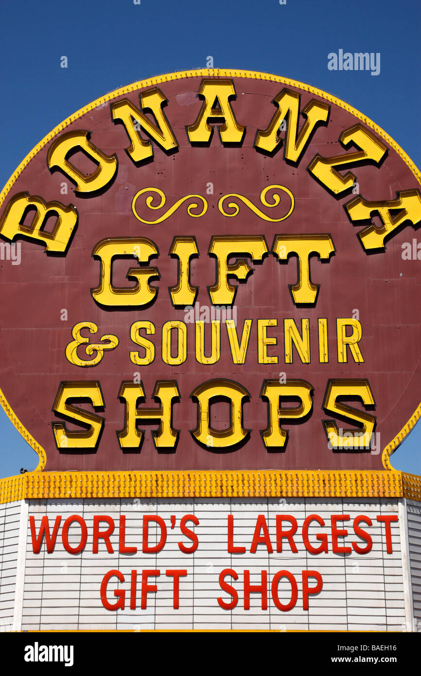 outdoor sign of bonanza the worlds largest gift shop las vegas