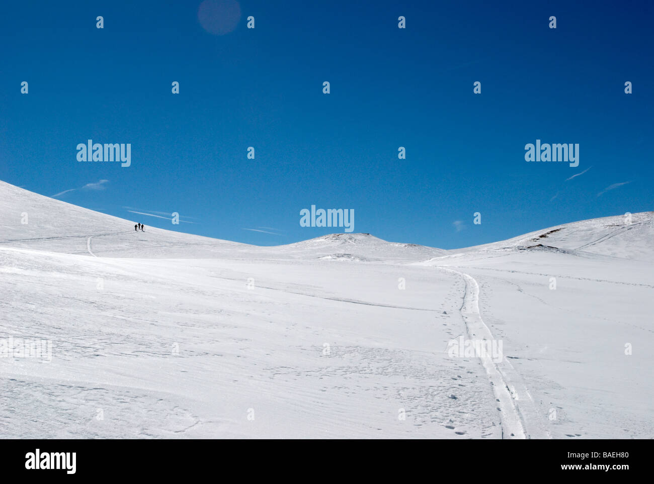 Ski touring near Les Contamines Hauteluce, Haute-Savoie, France Stock Photo