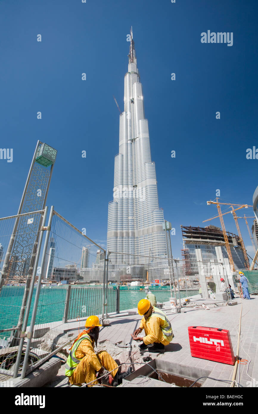The Burj Dubai the worlds tallest building in Dubai Stock Photo