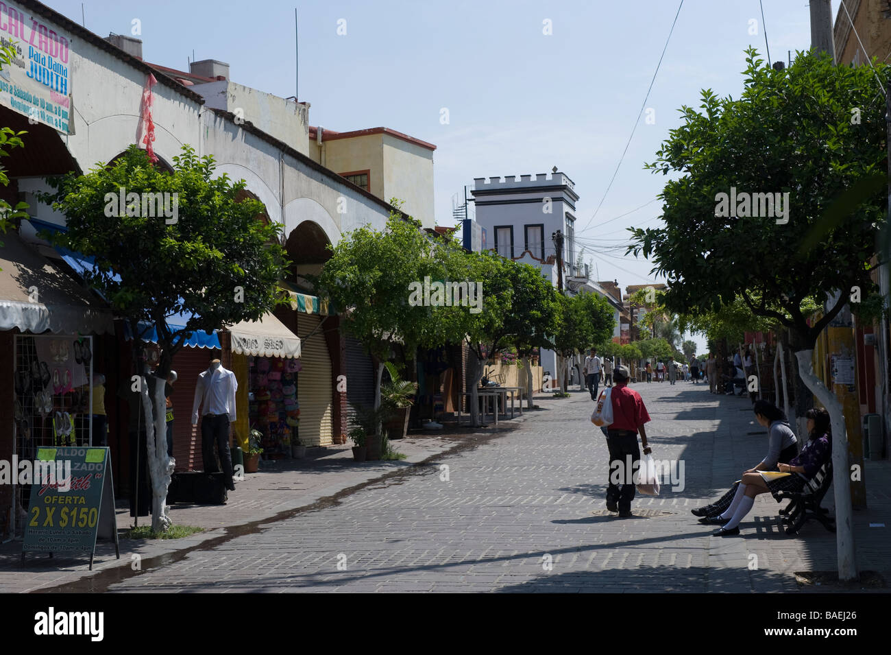 Entering the shopping area of Tlaquepaque, Mexico. Stock Photo