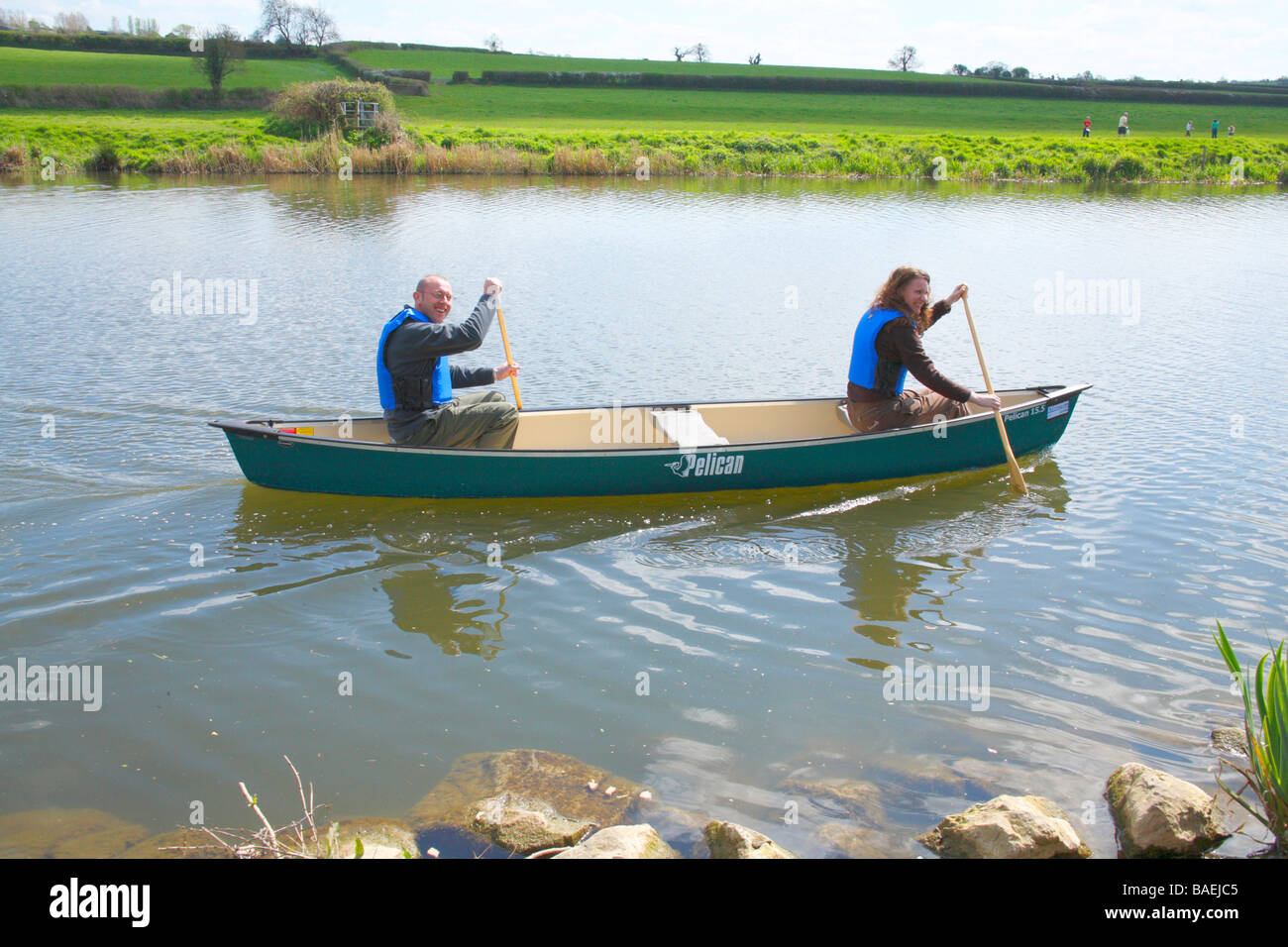 Paddling Canadian canoe River Avon Saltford Stock Photo Alamy