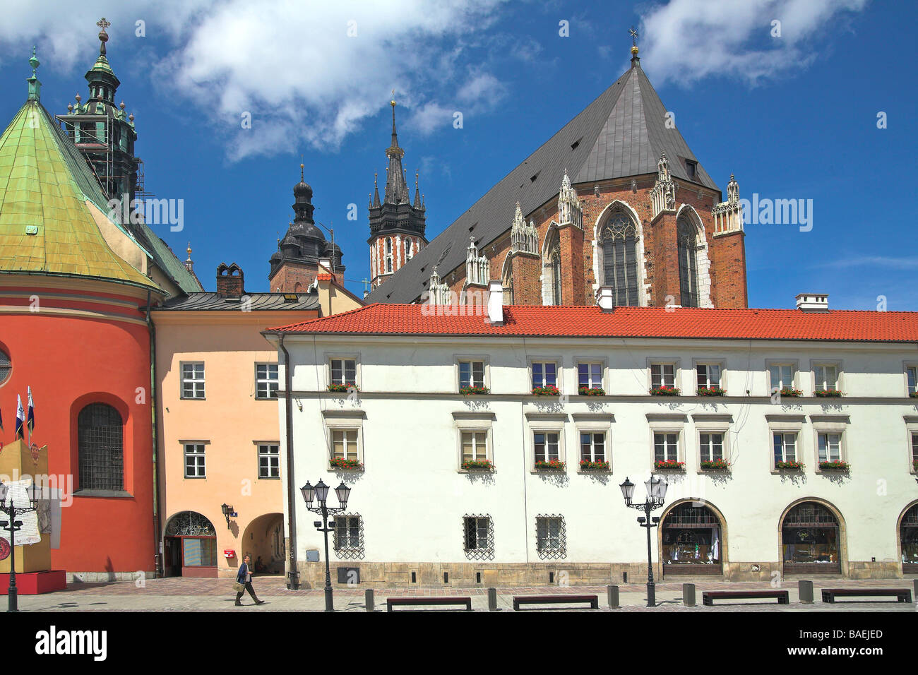 Small Marketplace back of St Barbara s Church Cracow Poland Stock Photo