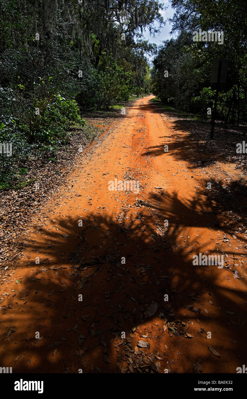 Red soil of Iron Mountain at Bok Tower Gardens National Historic Landmark Lake Wales Florida Stock Photo