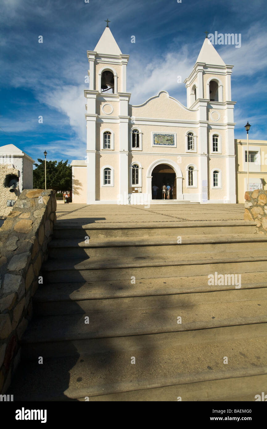 MEXICO San Jose del Cabo Stairs leading to twin towers of Iglesia San Jose church built in 1940