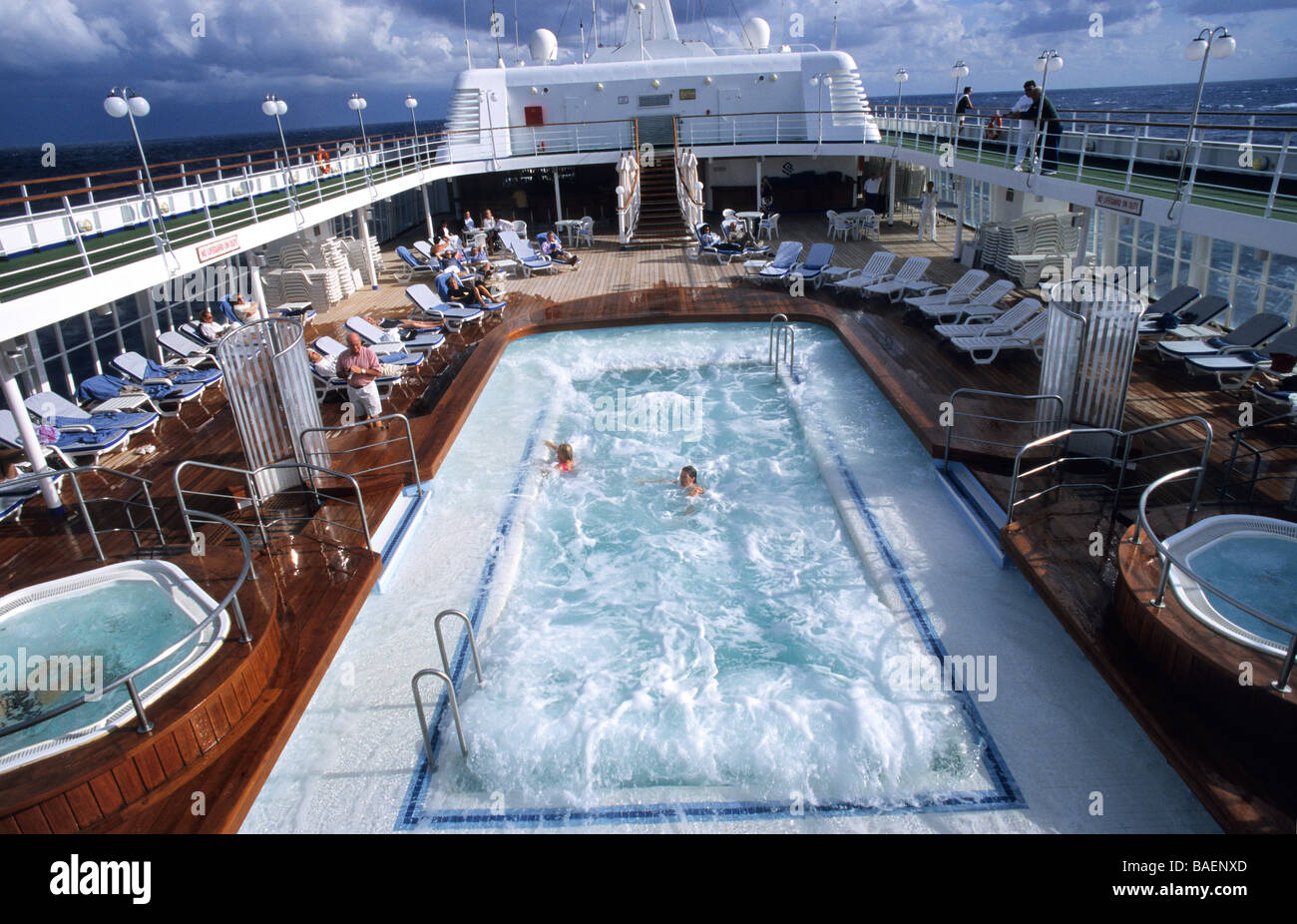 Greece, Silversea, Silver Wind Cruise ship, swimming pool Stock Photo