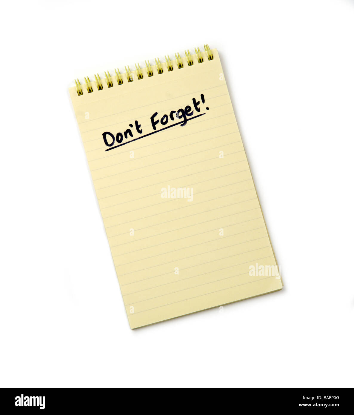 Don't Forget List Blank Stock Photo - Alamy
