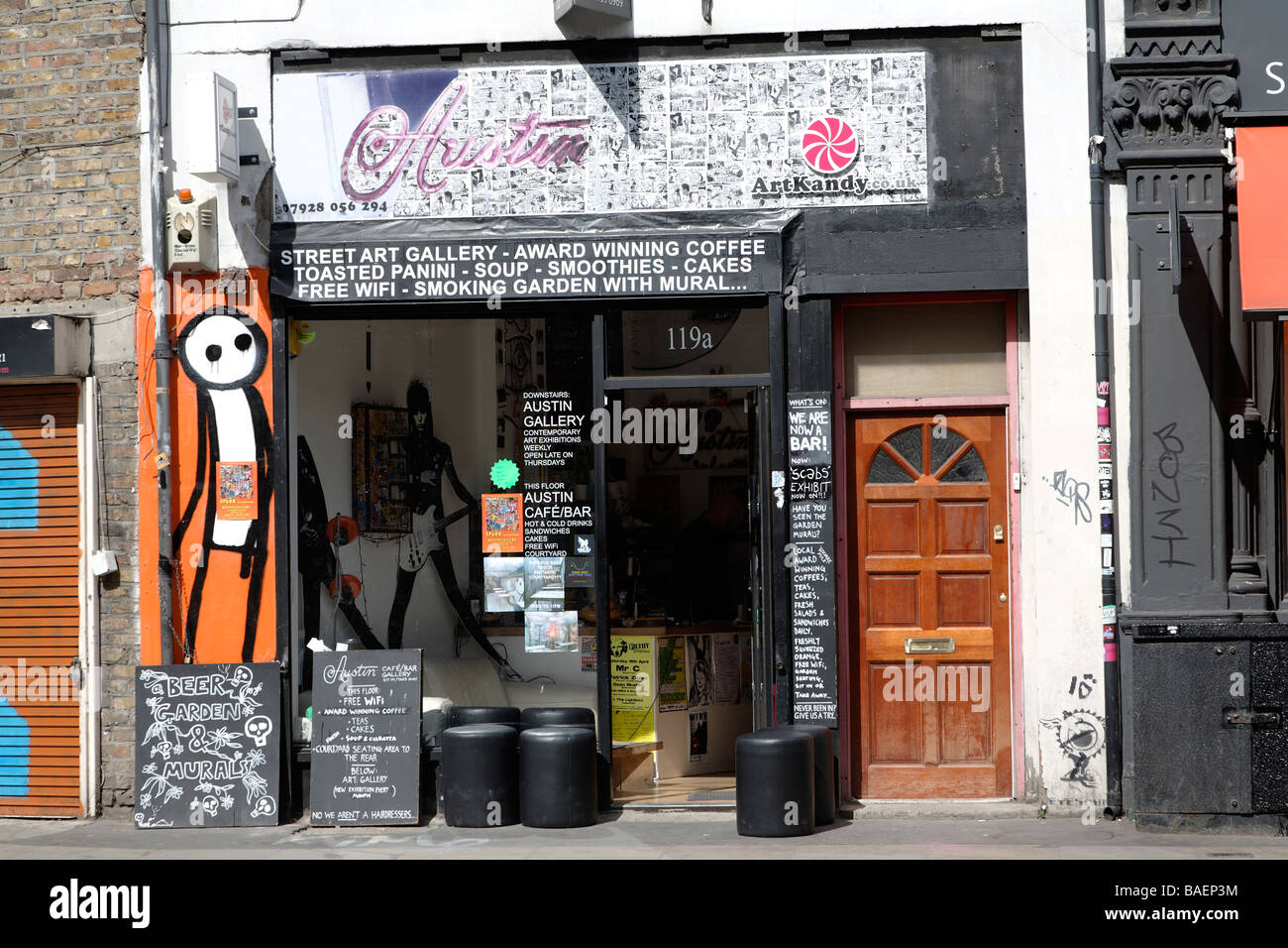 Art cafe Brick Lane London England UK Stock Photo Alamy