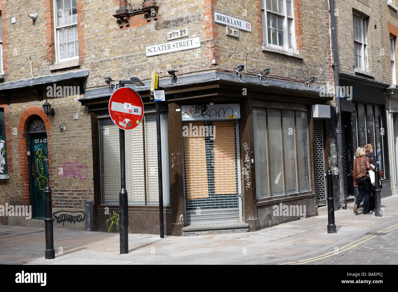 Street corner Brick Lane Sclater Street London England Stock Photo Alamy