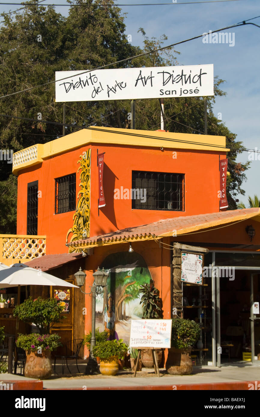 MEXICO San Jose del Cabo Sign above art gallery in historic downtown