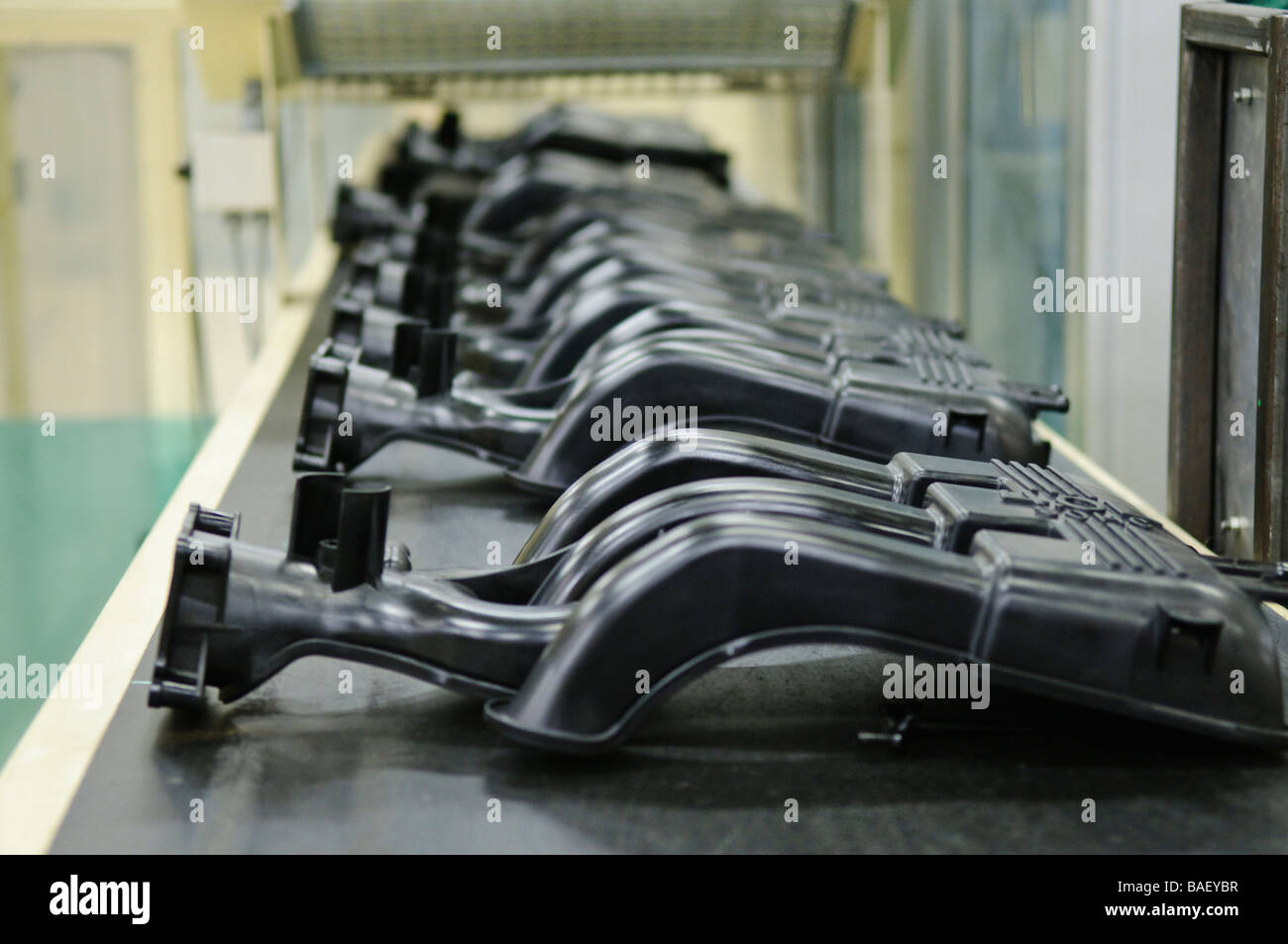 Inlet manifolds for Ford 4.0L SOHC engines on a production line Stock Photo