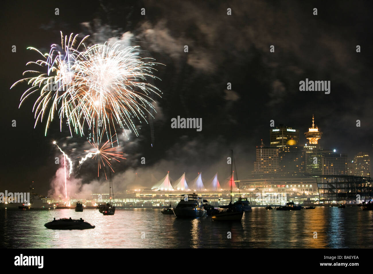 Canada Day Fireworks over Vancouver viewed from Stanley Park