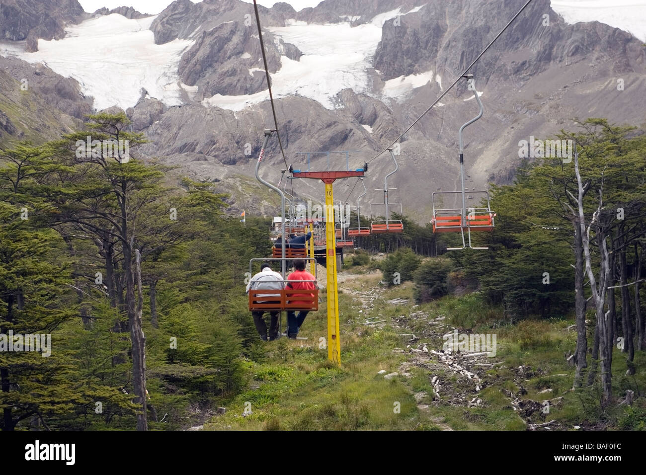 Ski Lift to Martial Glacier - Ushuaia, Argentina Stock Photo
