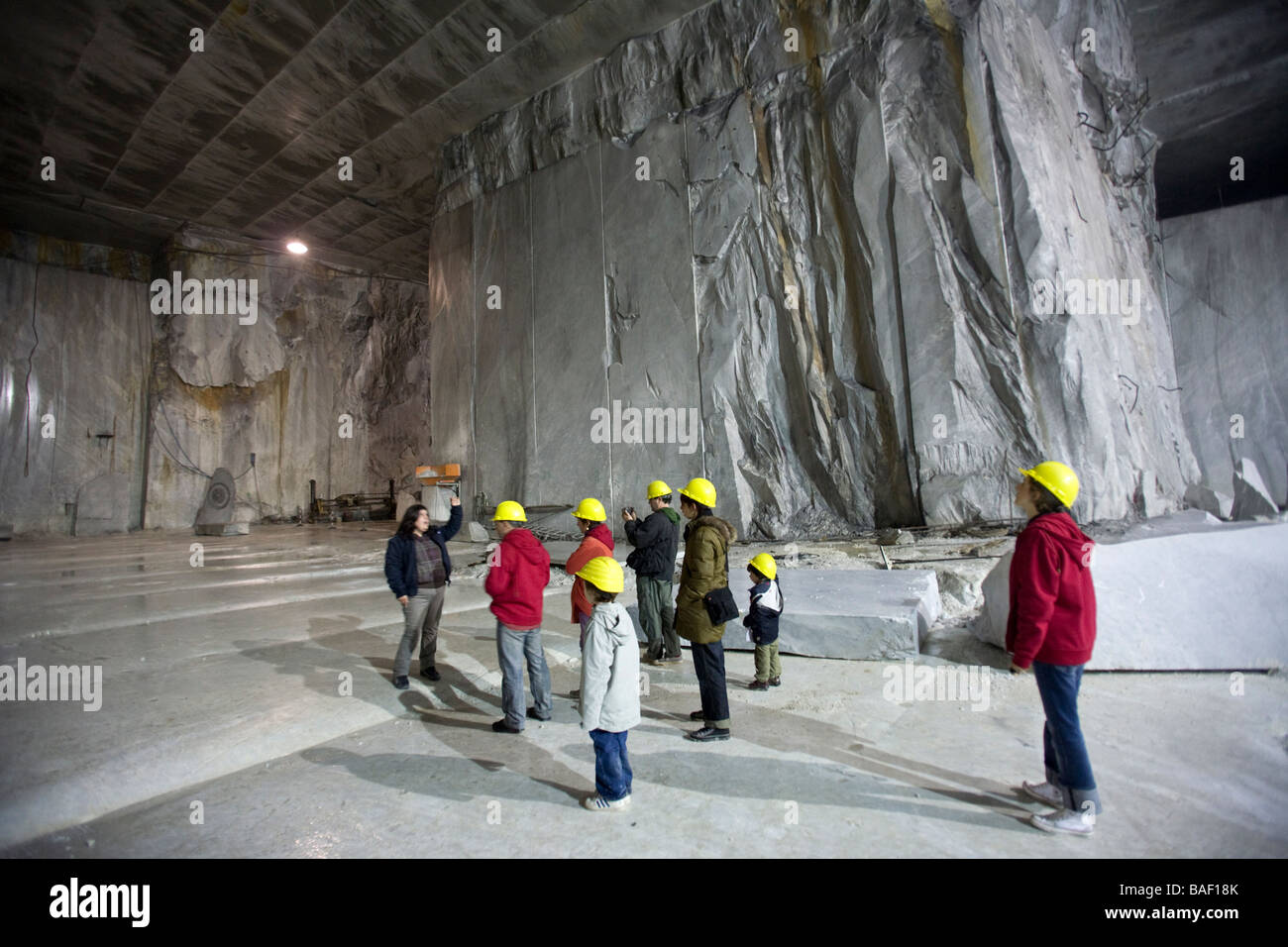 An underground marble Mine, at Carrara (Tuscany - Italy). Exploitation souterraine de marbre à Carrare, en Toscane (Italie). Stock Photo