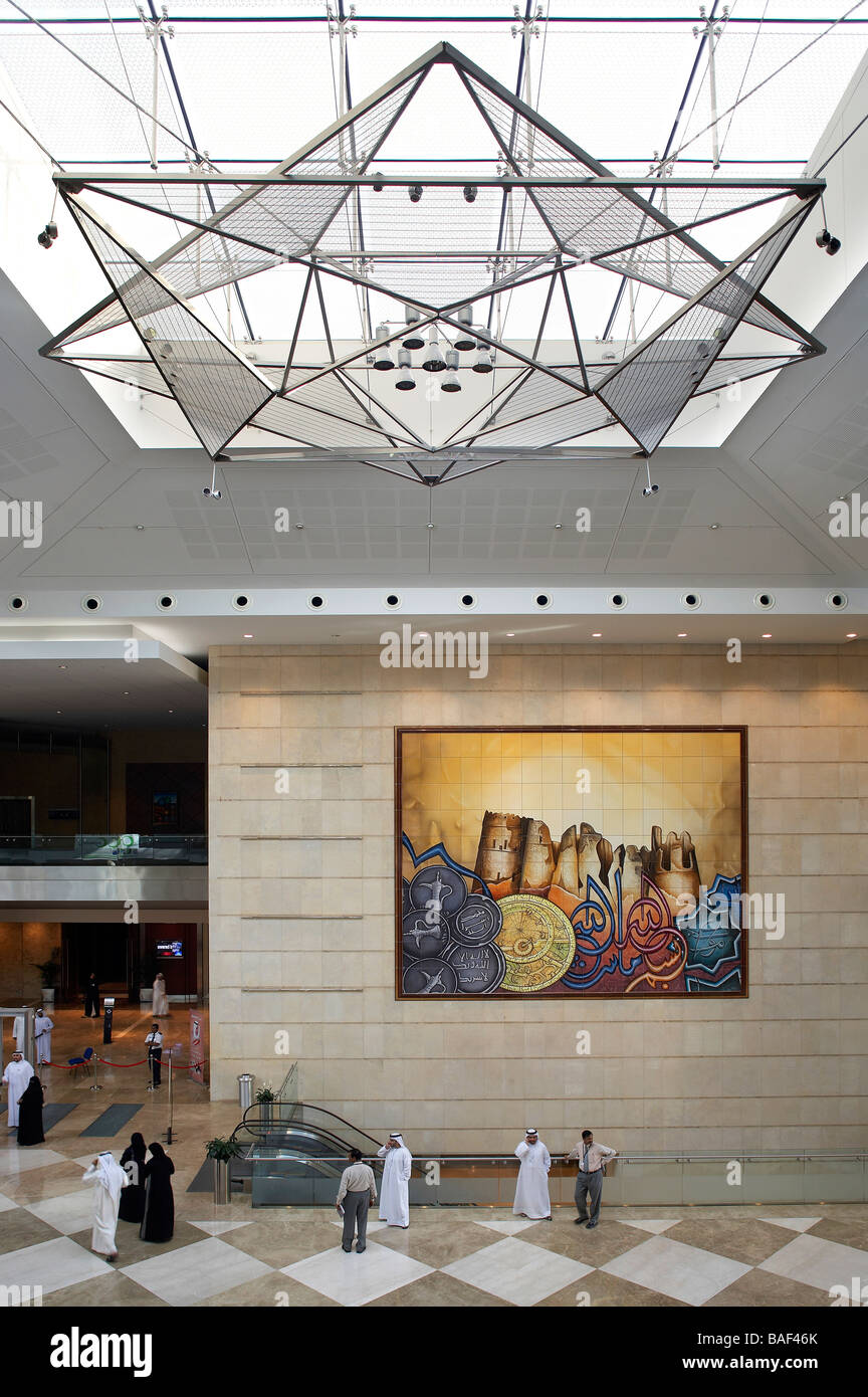 Convention Centre, Dubai, United Arab Emirates, Rmjm, Convention centre view over hall to graphic. Stock Photo