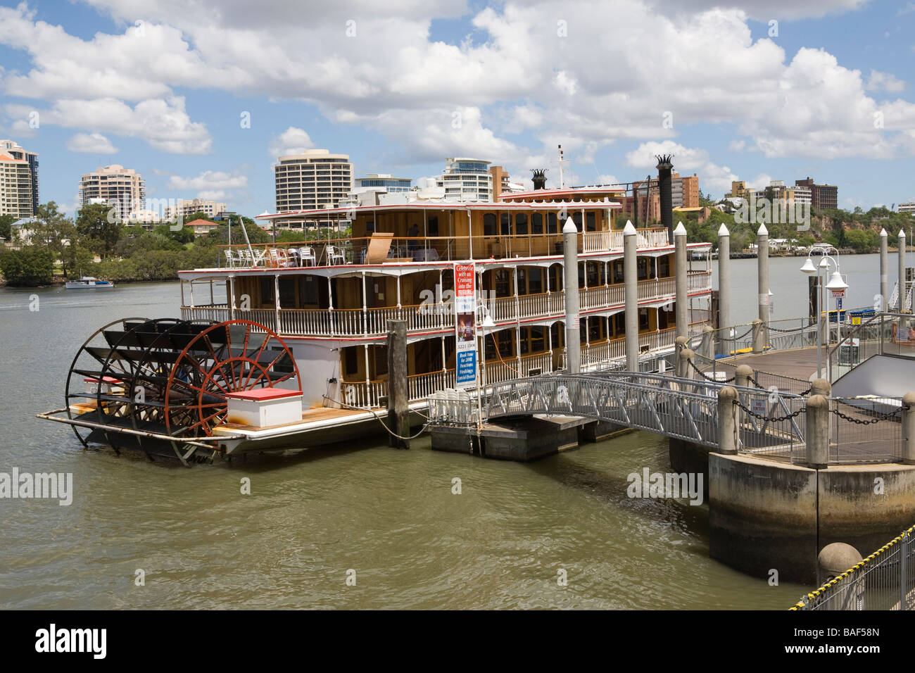 Paddle boat at Riverside, Brisbane river, Brisbane, Queensland, Australia Stock Photo