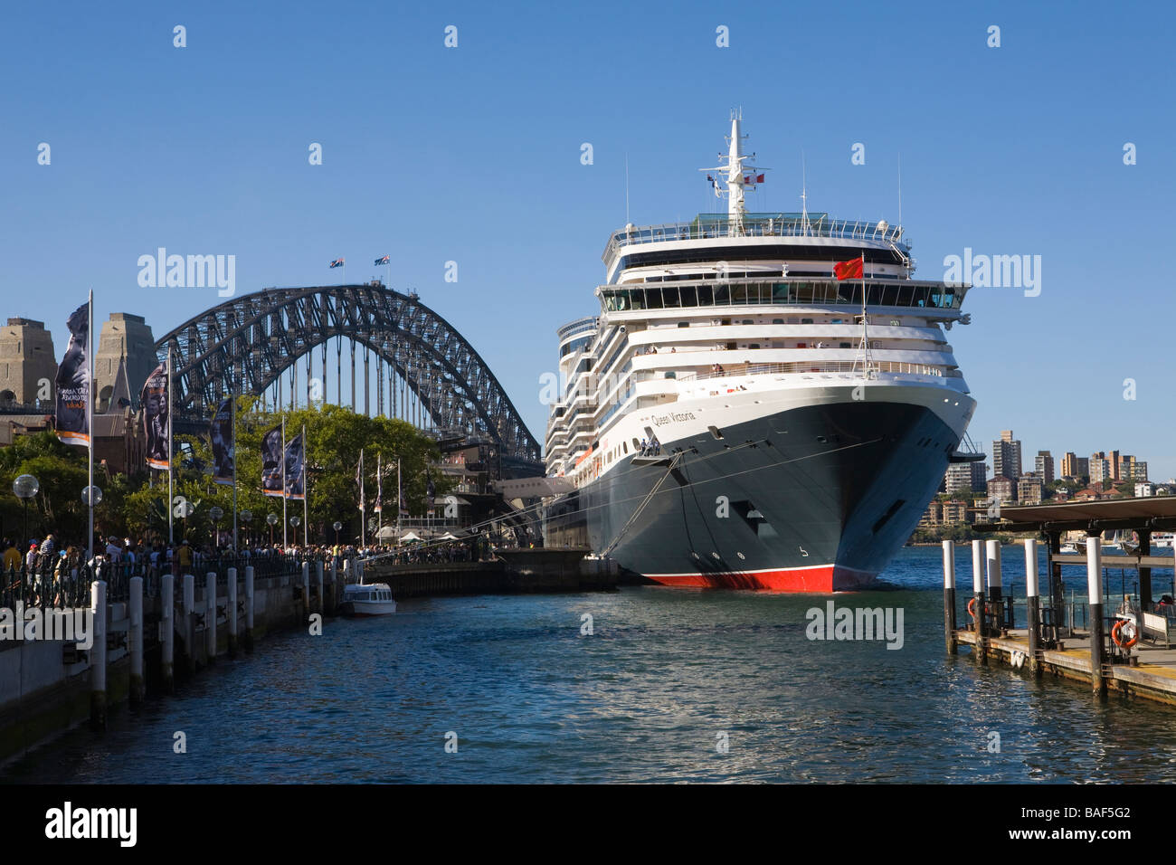 Queen Victoria cruise ship at Overseas Passenger Terminal, circular Quay, Sydney, New South Wales, Australia Stock Photo