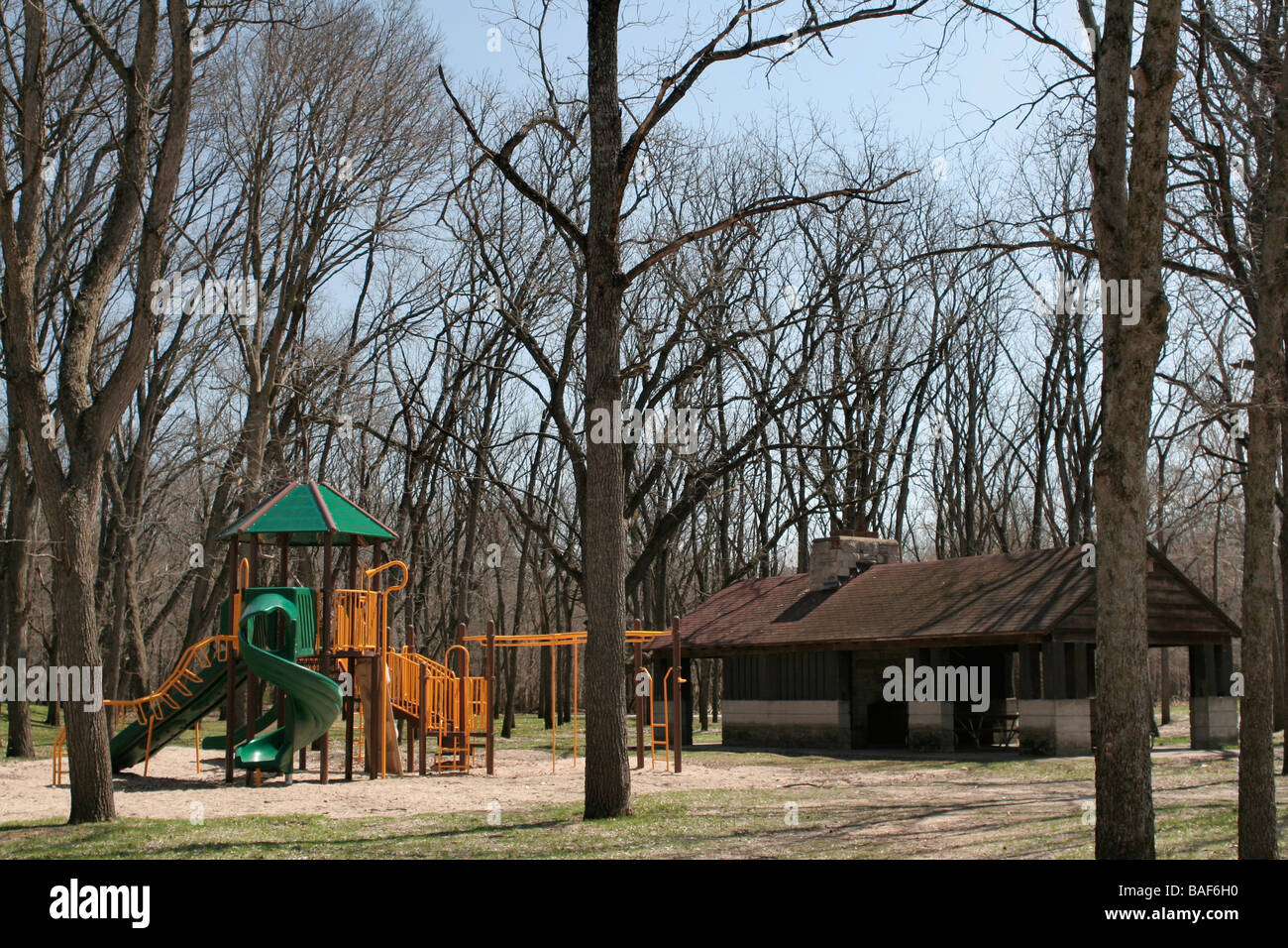 Playground equipment Heery Woods State Park Clarksville Iowa Stock