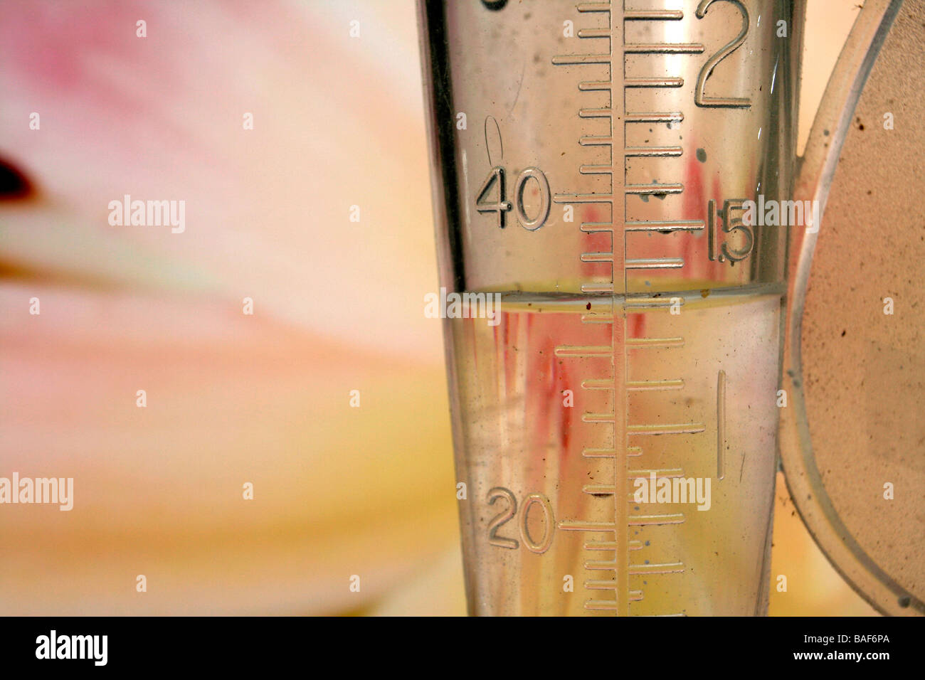 Rain glass metric on left English graduations on right Stock Photo