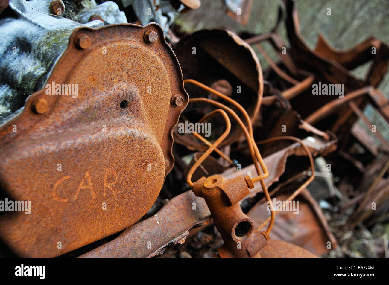 Rusty, burned out car Stock Photo
