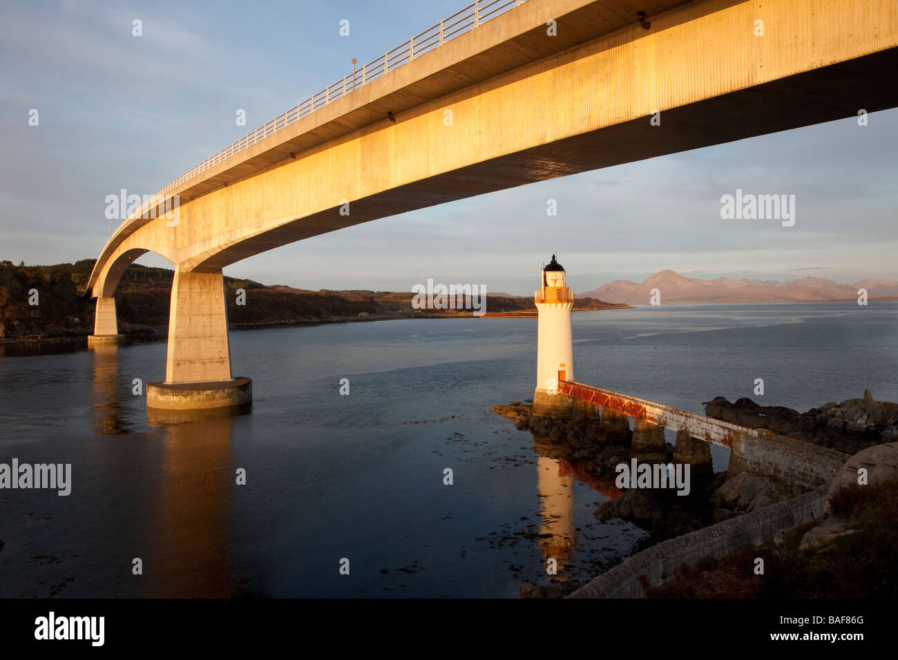 Skye Bridge and lighthouse. or light house on the Isle of Skye