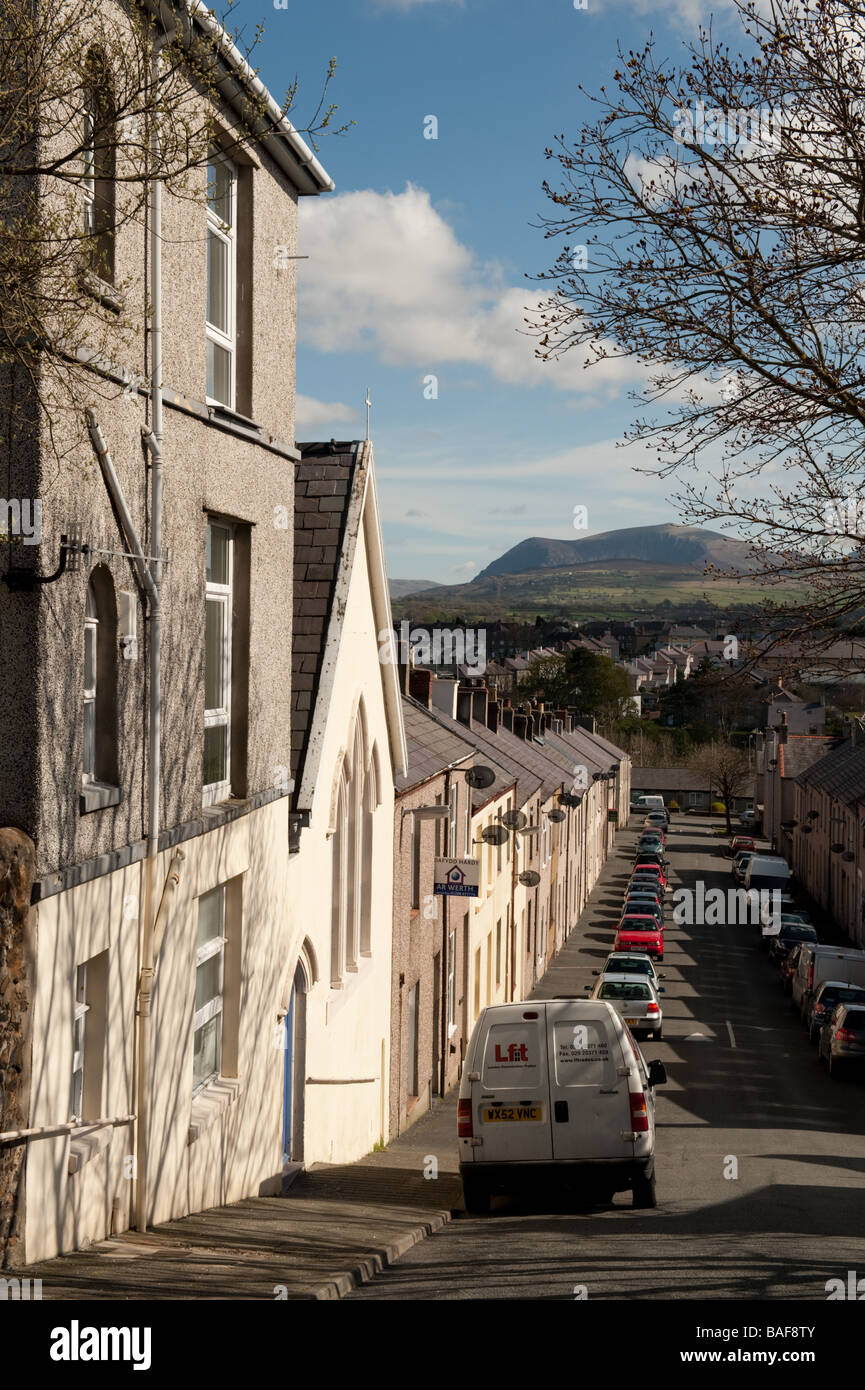 A row of two up two down terraced houses on Heol Elinor Caernarfon