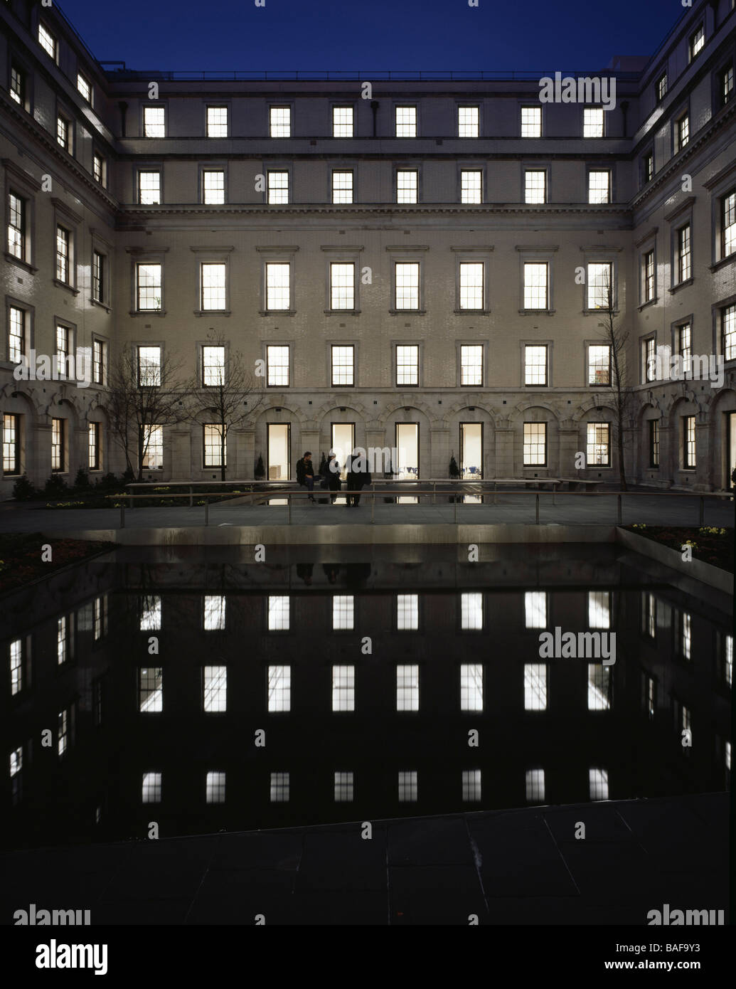 Hm Treasury, London, United Kingdom, Degw, Hm treasury courtyard at twilight. Stock Photo