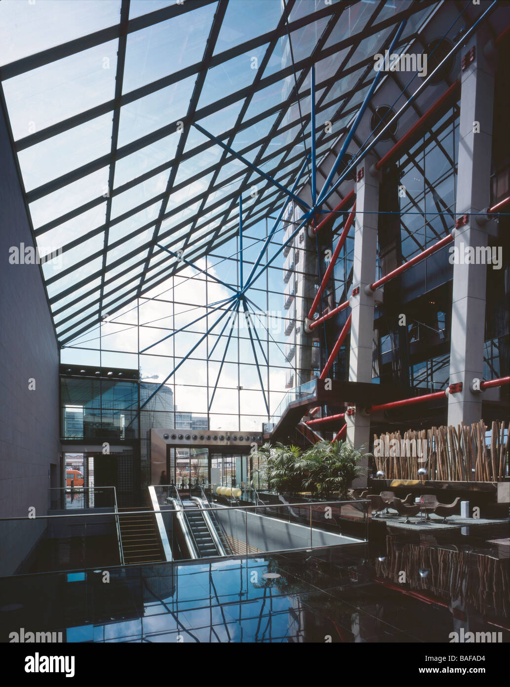 New Hesperia Tower Hotel Barcelona Spain Richard Rogers Partnership New Hesperia Tower Hotel Lobby Seen With Morning Light Stock Photo Alamy