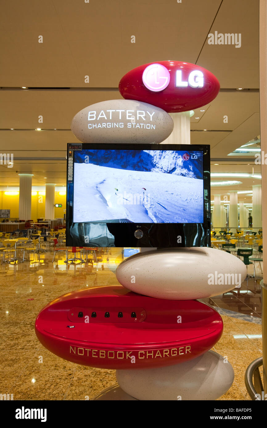 A charging station for batteries notebooks and mobile phones in Dubai s