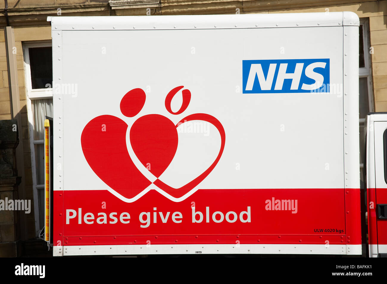 NATIONAL HEALTH SERVICE NHS BLOOD DONOR VEHICLE Stock Photo