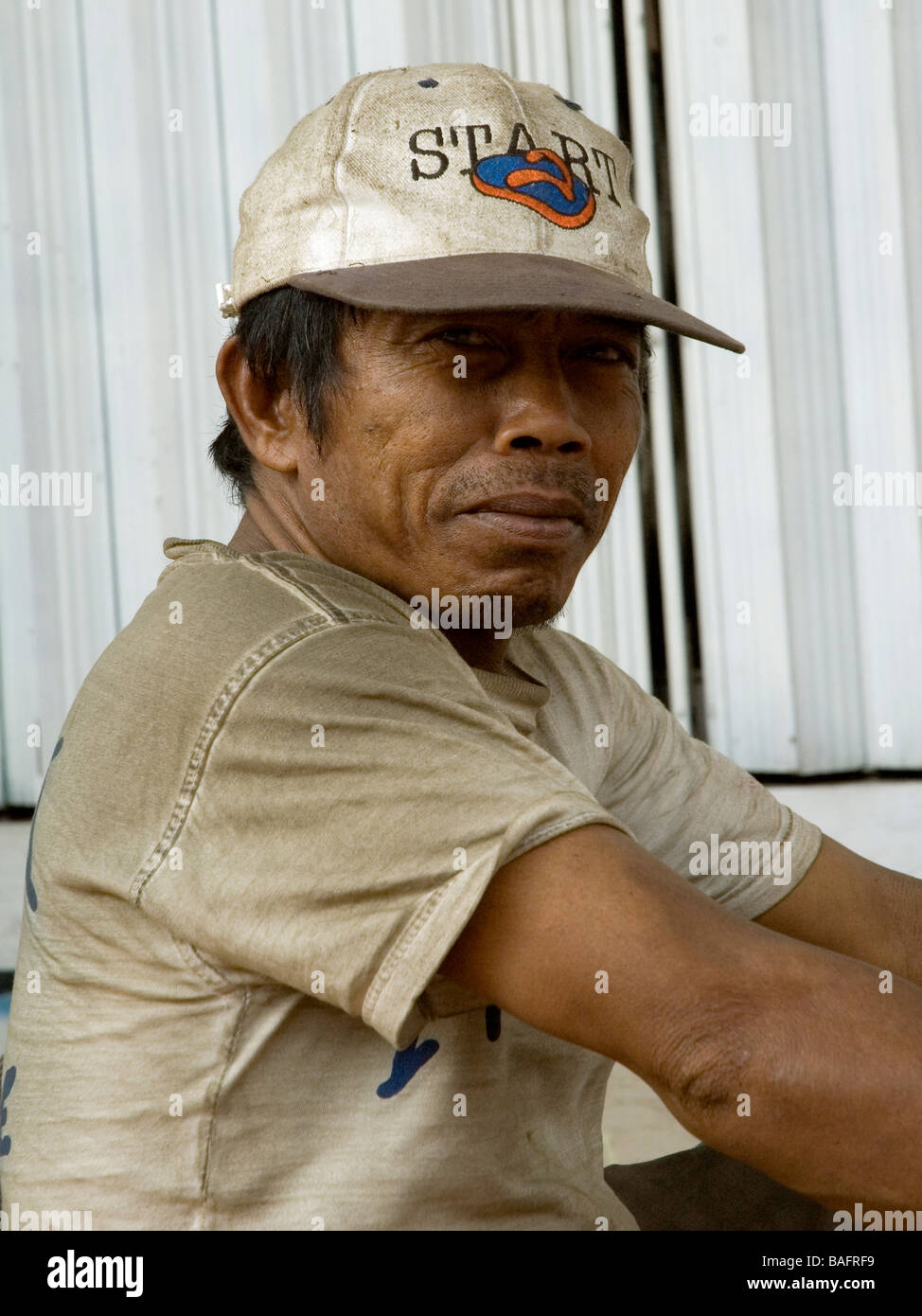 Homeless man in Bandung Indonesia Stock Photo