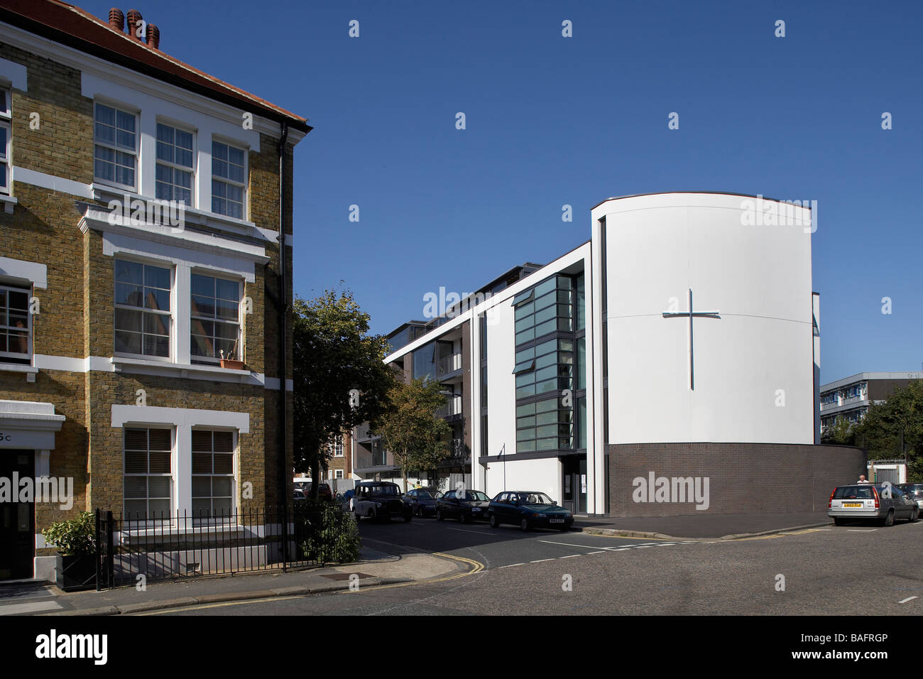 St Andrews Church, London, United Kingdom, Squire and Partners, St andrews church view from ufford st. Stock Photo