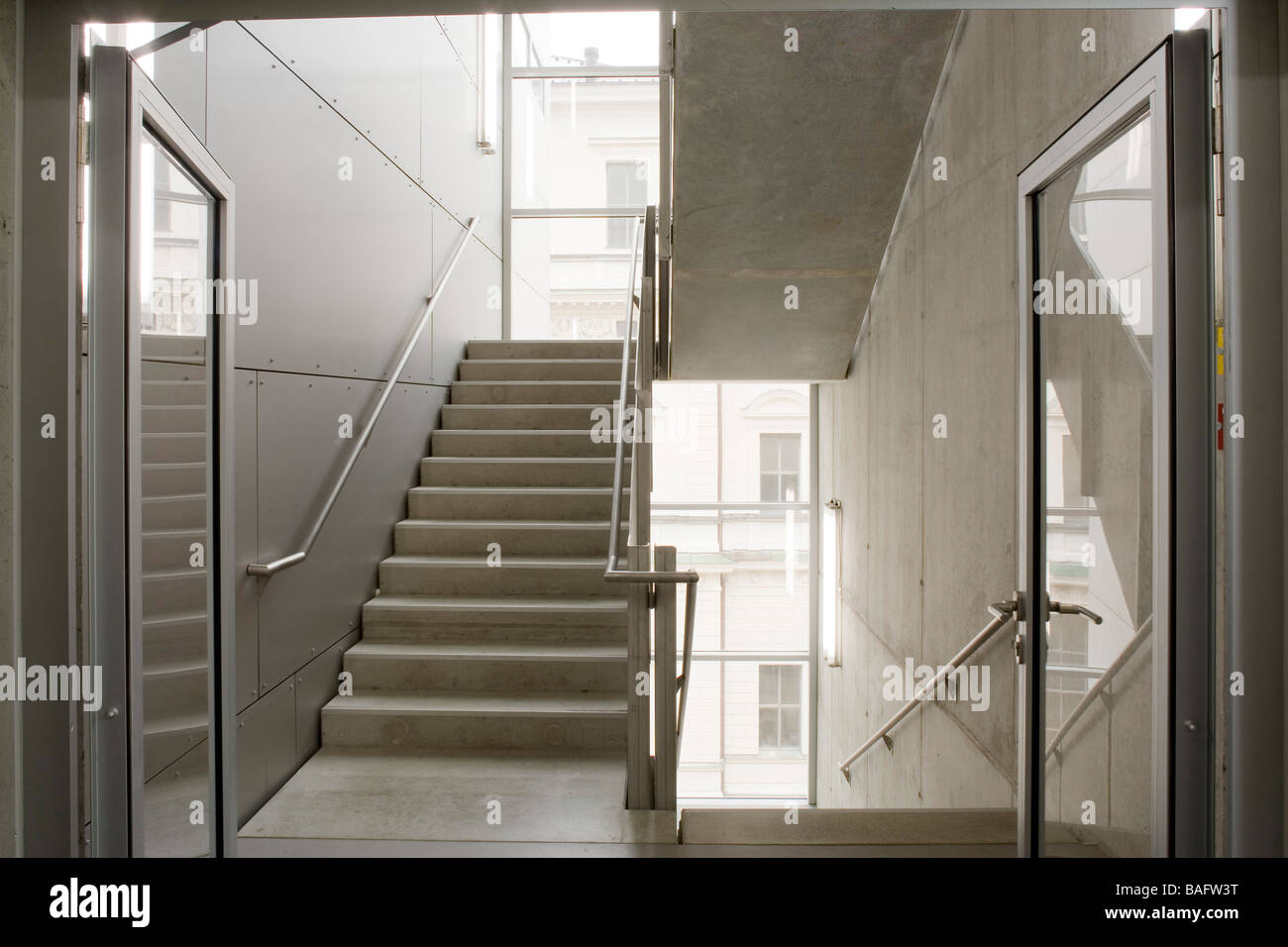 Academia of Fine Arts, Munich, Germany, Coop Himmelb(l)au, Academia of fine arts fire escape. Stock Photo